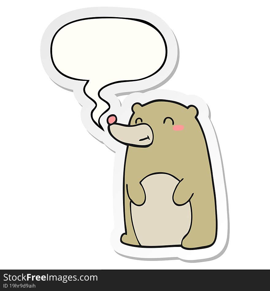 Cute Cartoon Bear And Speech Bubble Sticker