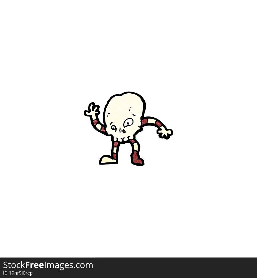 Cartoon Waving Skull Cartoon Character