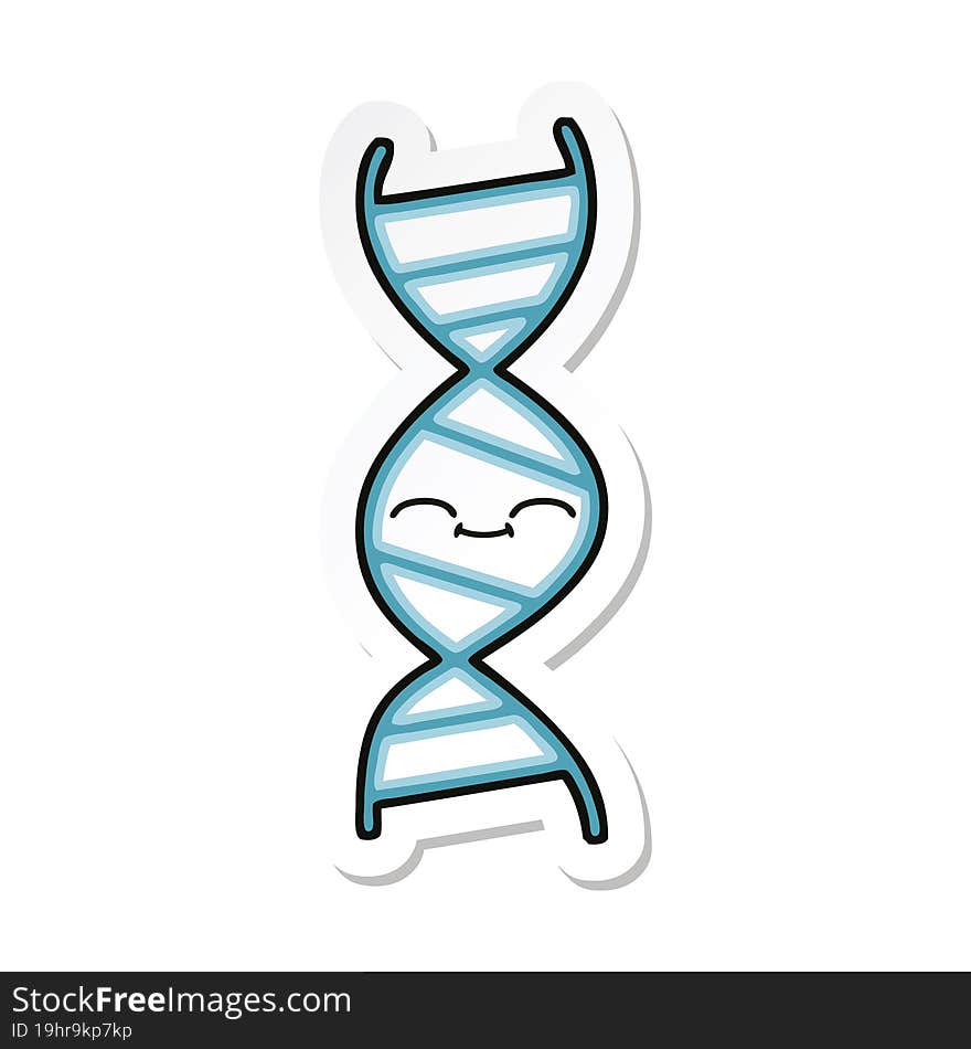 sticker of a cute cartoon DNA strand