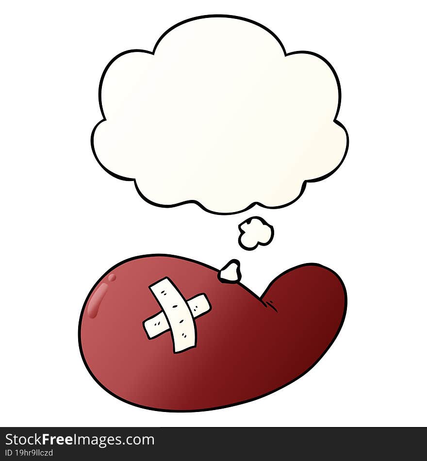 Cartoon Injured Gall Bladder And Thought Bubble In Smooth Gradient Style