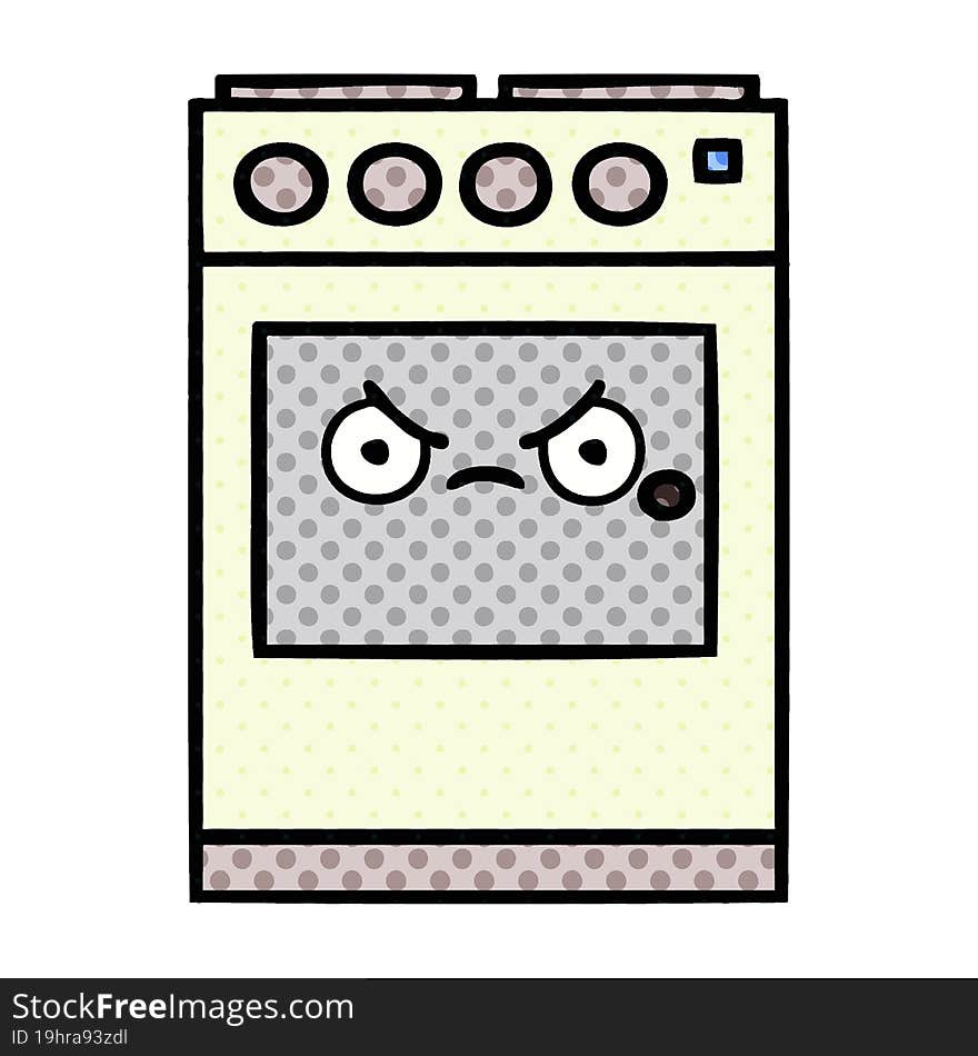 Comic Book Style Cartoon Kitchen Oven