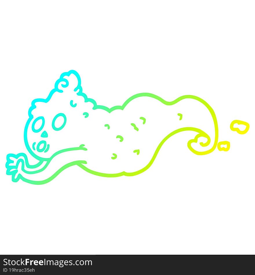 cold gradient line drawing of a cartoon spooky ghost