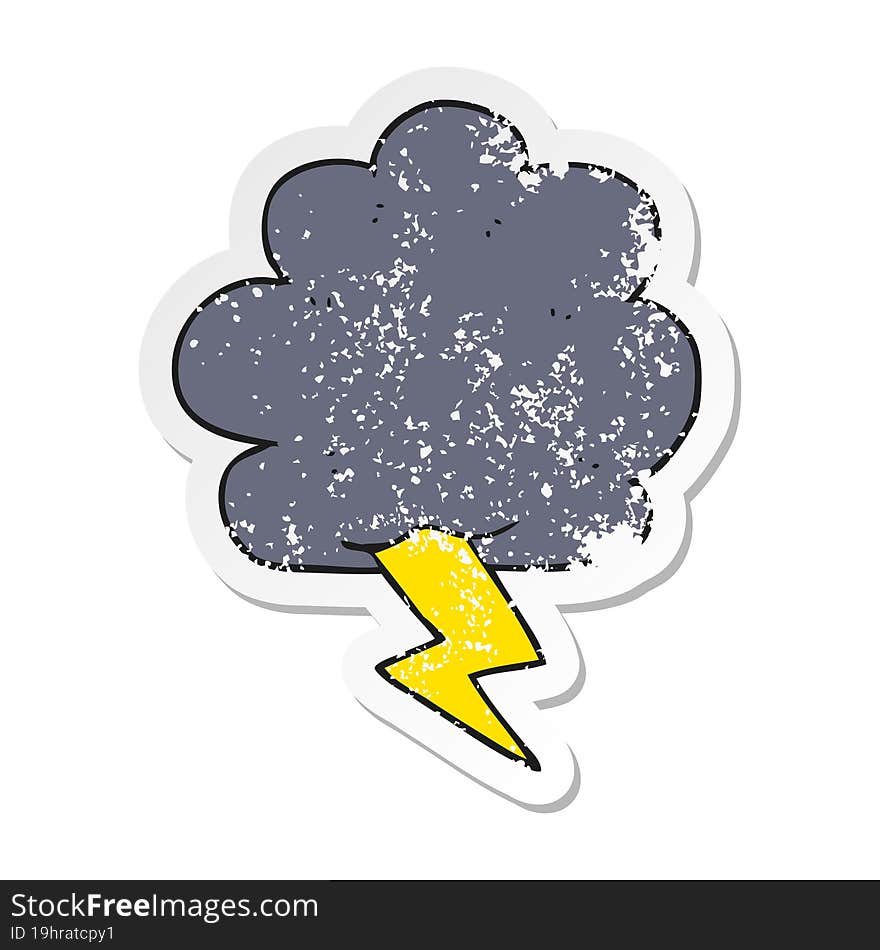 Retro Distressed Sticker Of A Cartoon Thundercloud