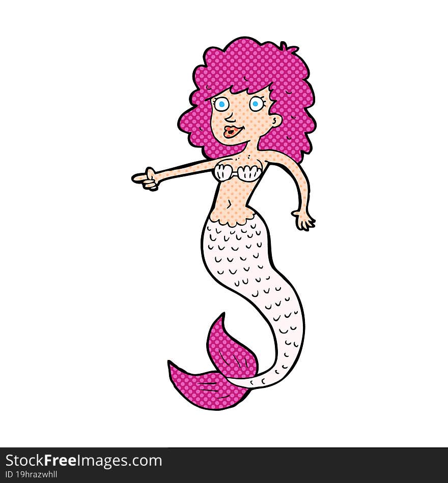 Cartoon Pink Mermaid