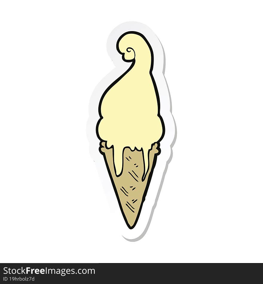 sticker of a cartoon ice cream