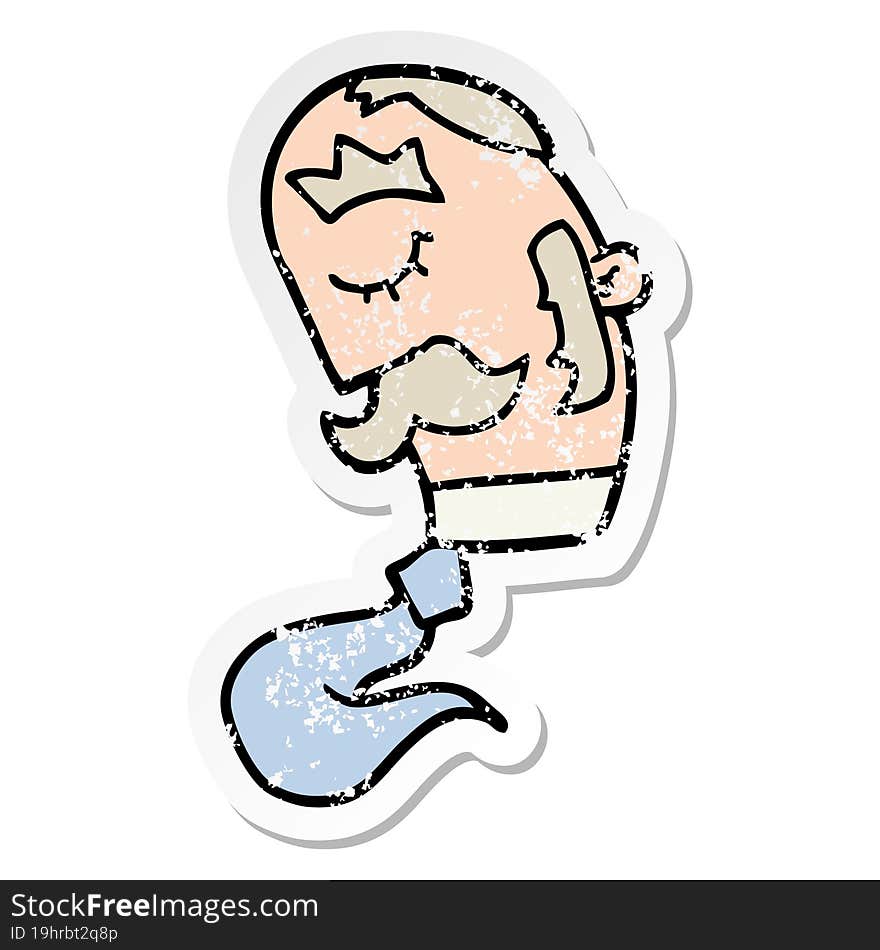 distressed sticker of a cartoon man with mustache