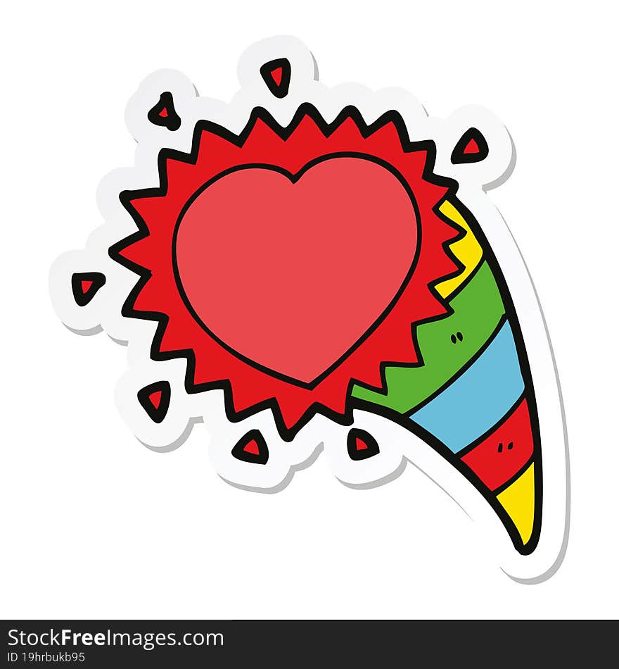 sticker of a cartoon love heart symbol