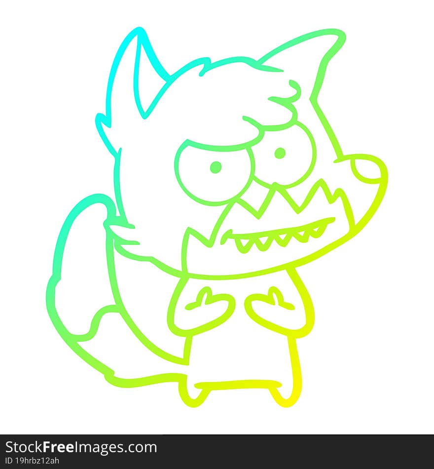 cold gradient line drawing cartoon grinning fox