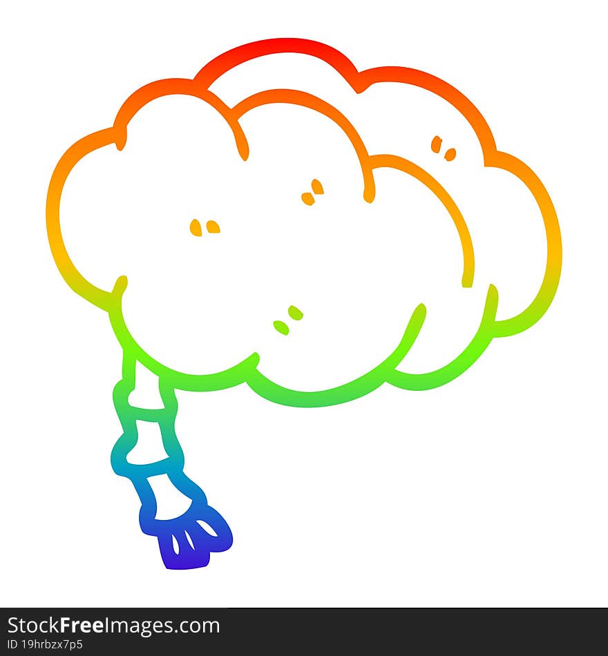 rainbow gradient line drawing cartoon brain