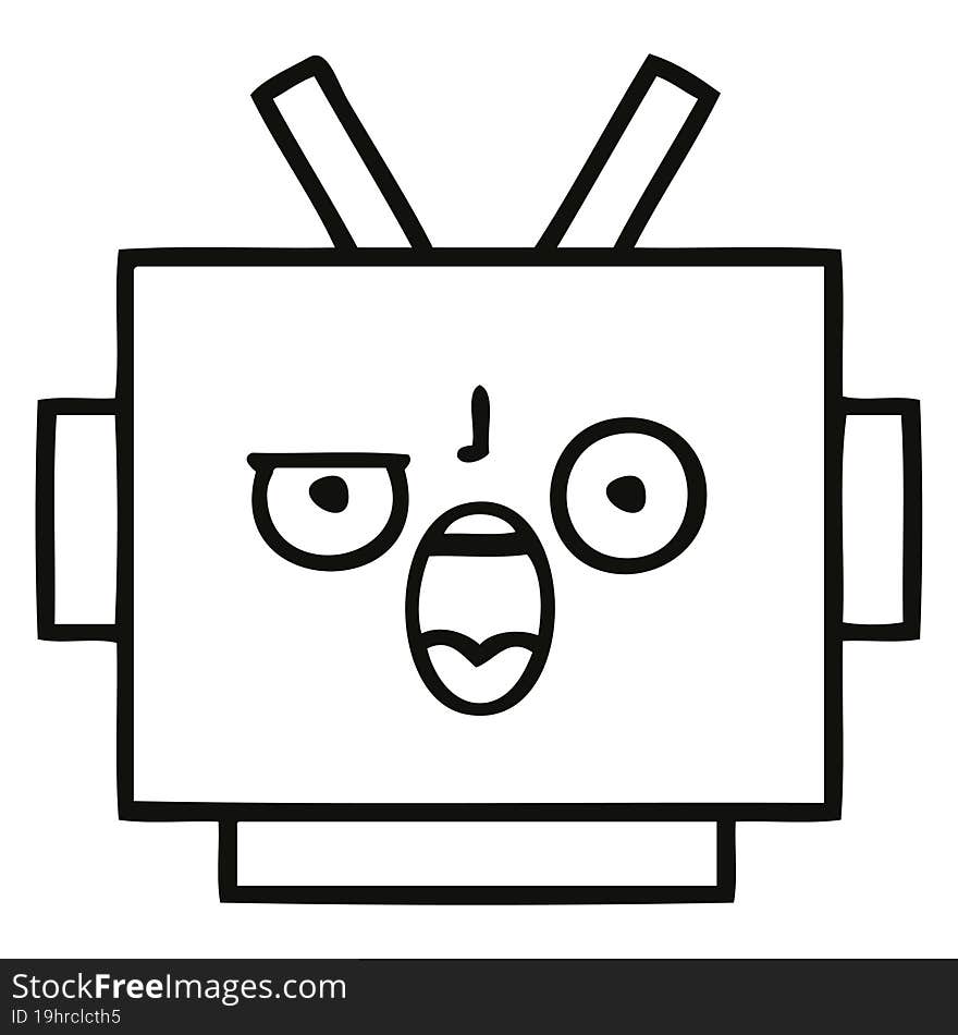 line drawing cartoon robot head