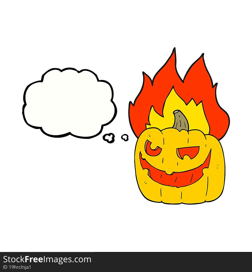 thought bubble cartoon flaming halloween pumpkin