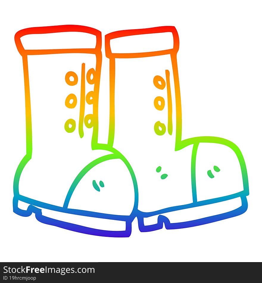 rainbow gradient line drawing cartoon work boots