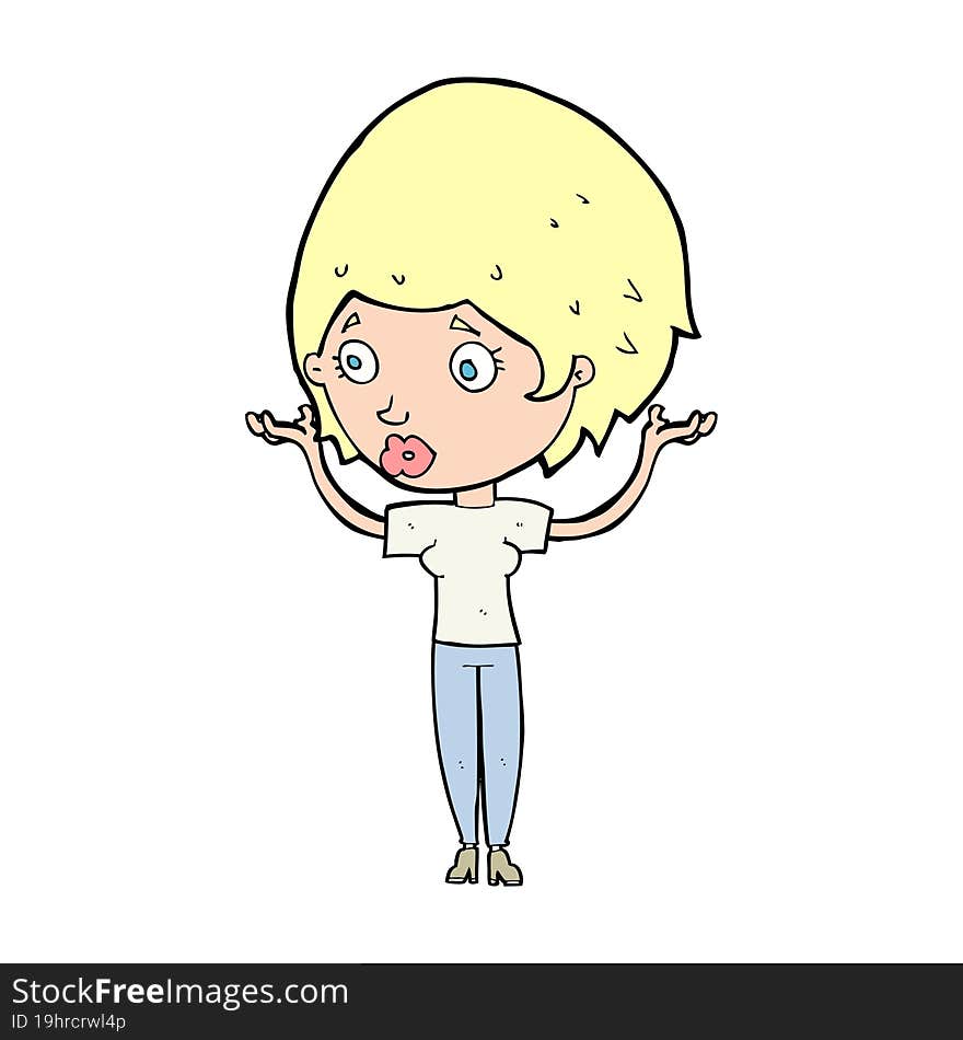 Cartoon Woman Raising Hands In Air