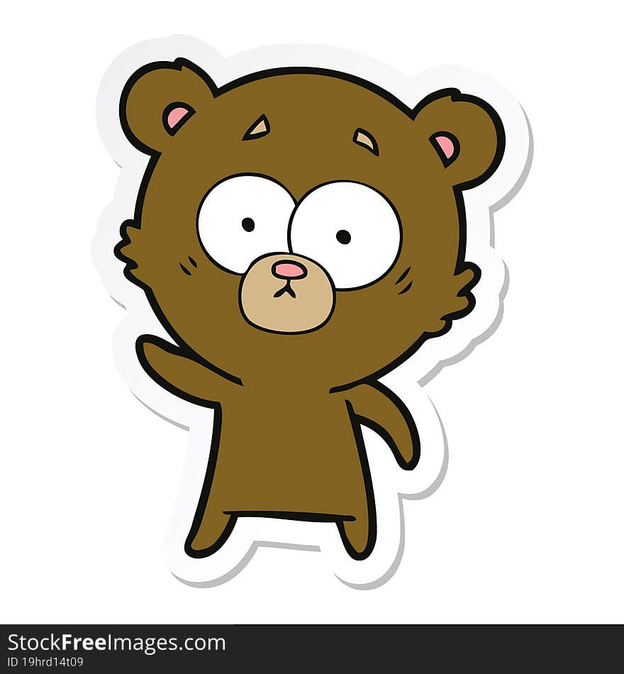 Sticker Of A Worried Bear Cartoon