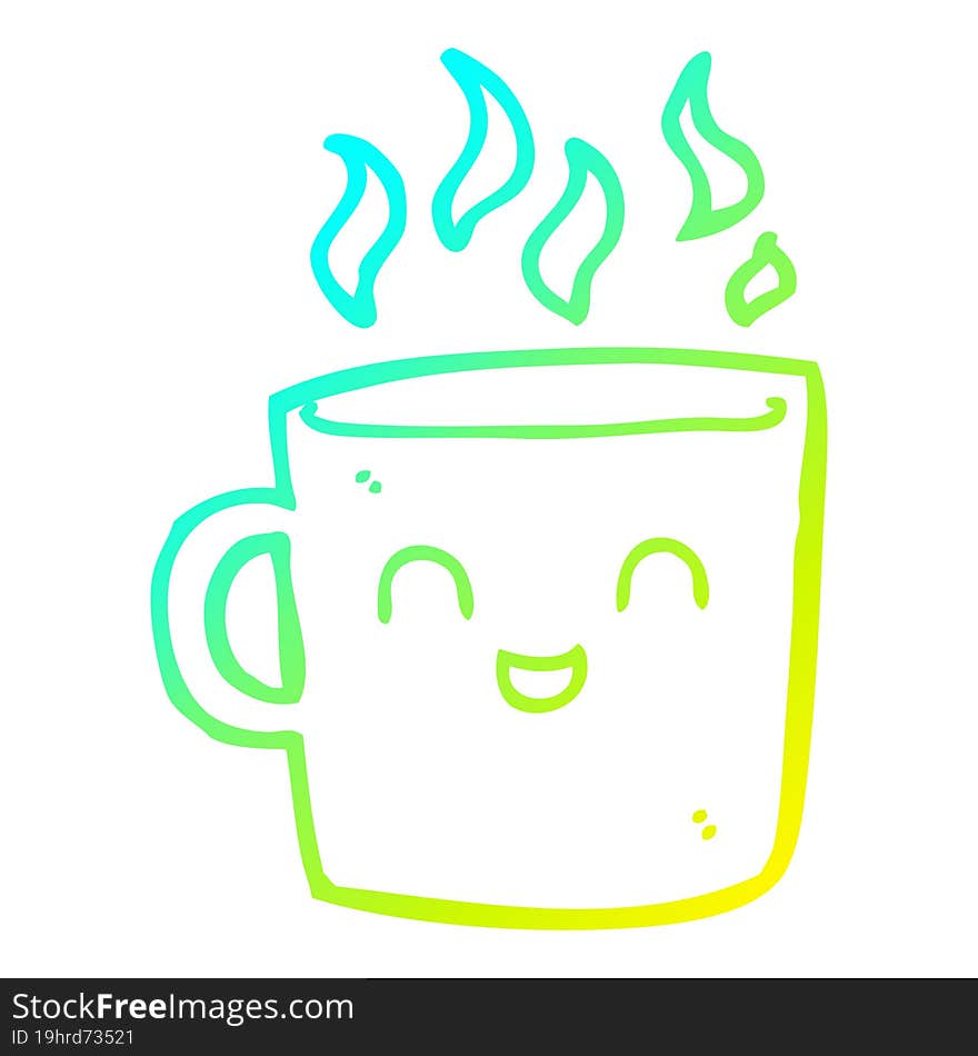 cold gradient line drawing cute coffee cup cartoon