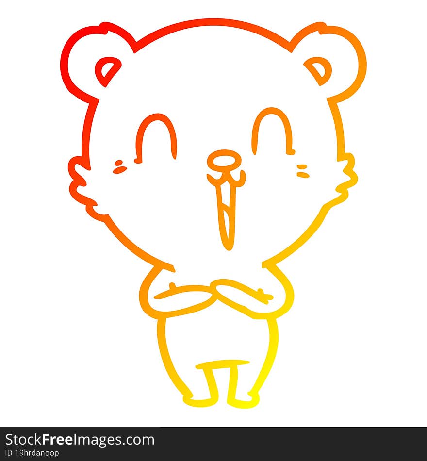 Warm Gradient Line Drawing Happy Cartoon Polar Bear