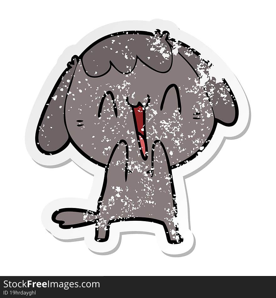 Distressed Sticker Of A Cute Cartoon Dog