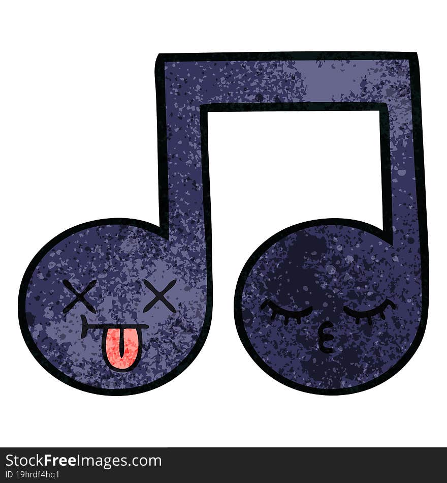 retro grunge texture cartoon of a musical note