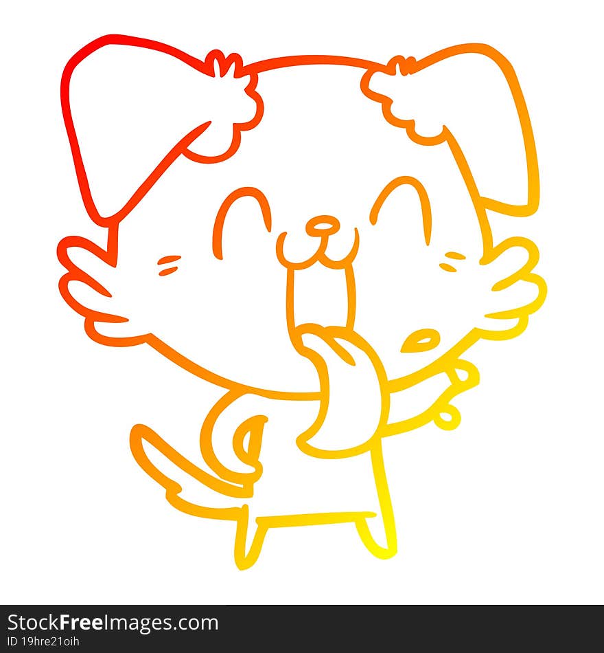 warm gradient line drawing cartoon panting dog