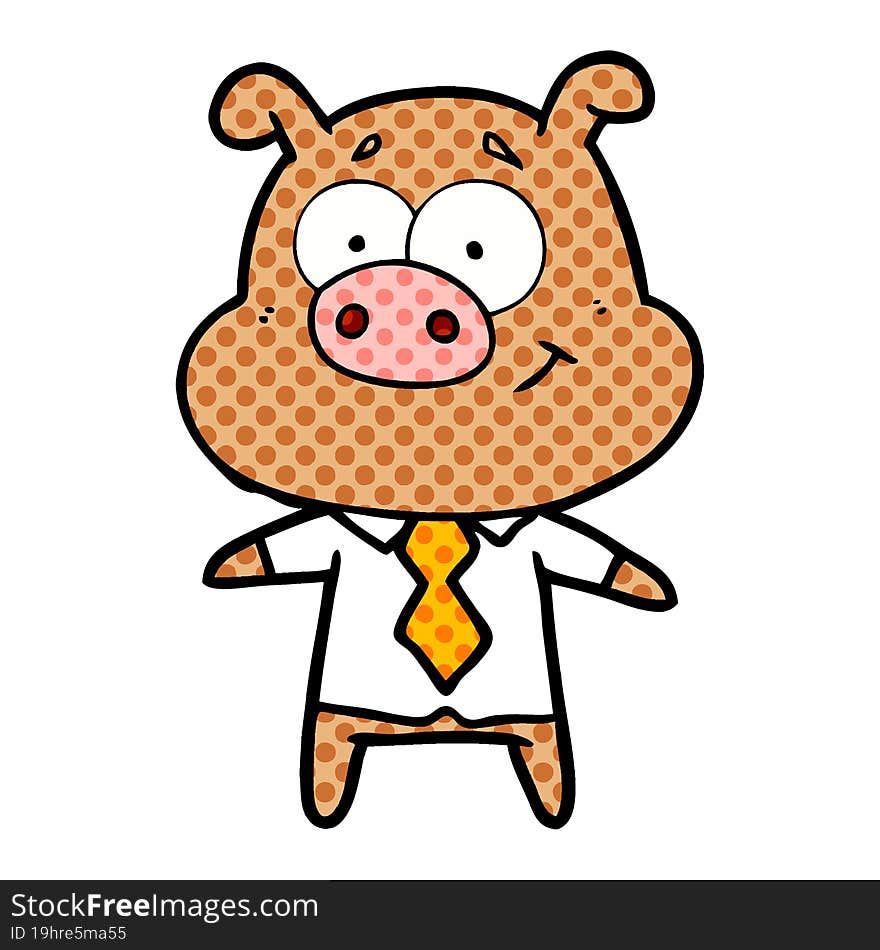 happy cartoon pig boss. happy cartoon pig boss