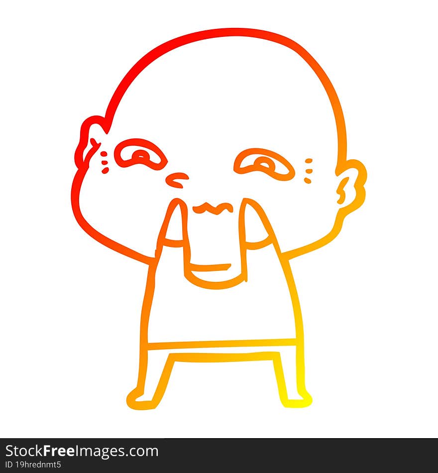 warm gradient line drawing of a cartoon creepy guy