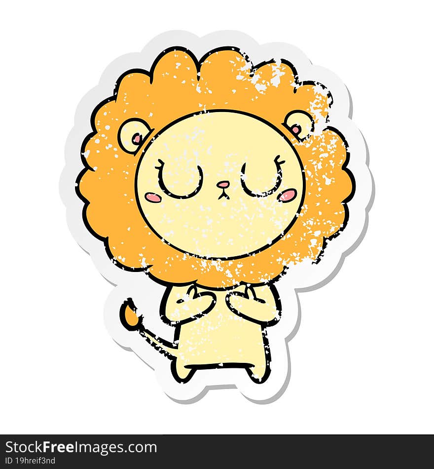 distressed sticker of a cartoon lion