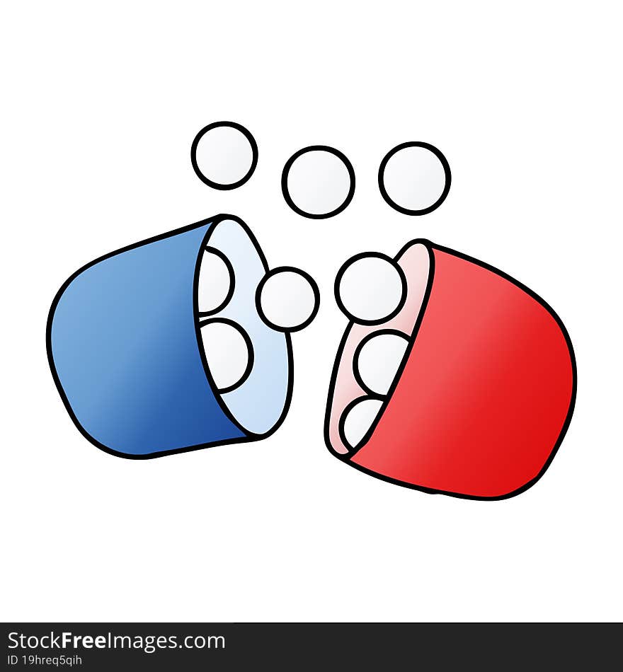 Gradient Cartoon Of Opened Medicine Tablet