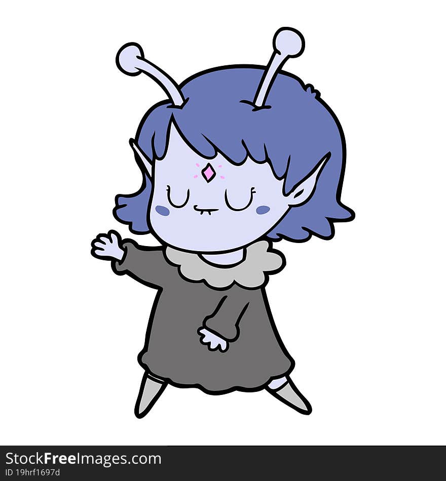 cartoon alien girl dancing. cartoon alien girl dancing