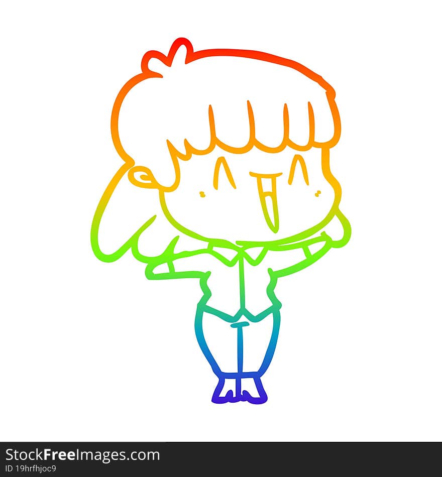 rainbow gradient line drawing of a cartoon woman