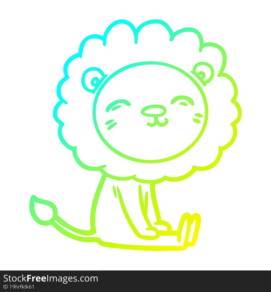 cold gradient line drawing of a cartoon lion