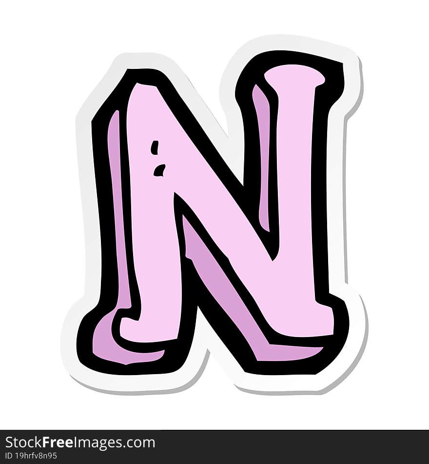 Sticker Of A Cartoon Letter N