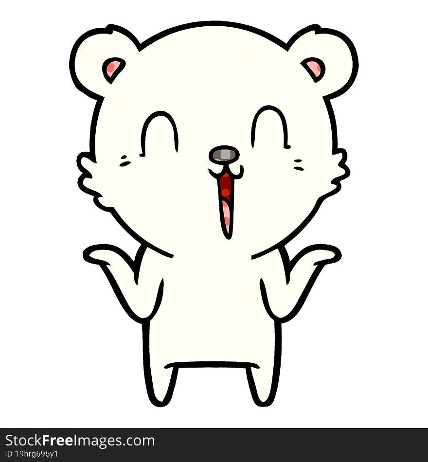 happy cartoon polar bear with no worries. happy cartoon polar bear with no worries