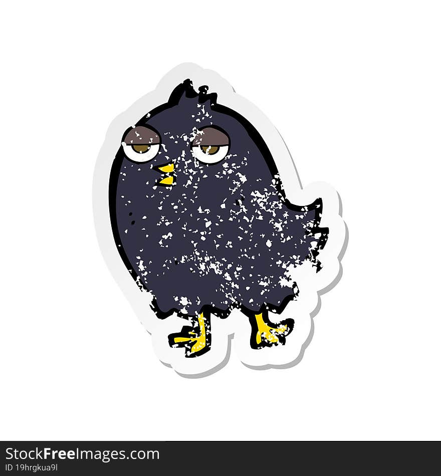 retro distressed sticker of a funny cartoon bird