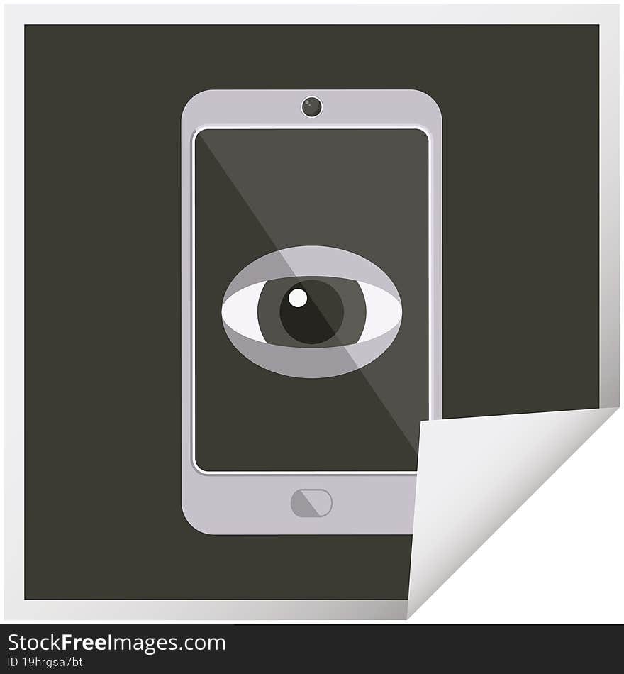 Cell Phone Watching You Graphic Square Sticker