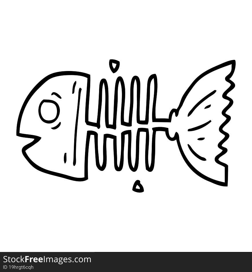 line drawing cartoon fish bones