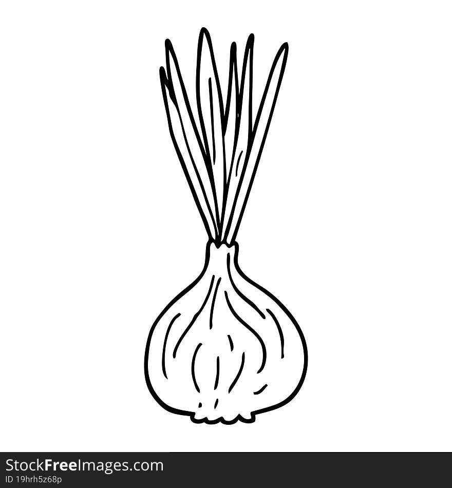 Line Drawing Cartoon Sprouting Onion