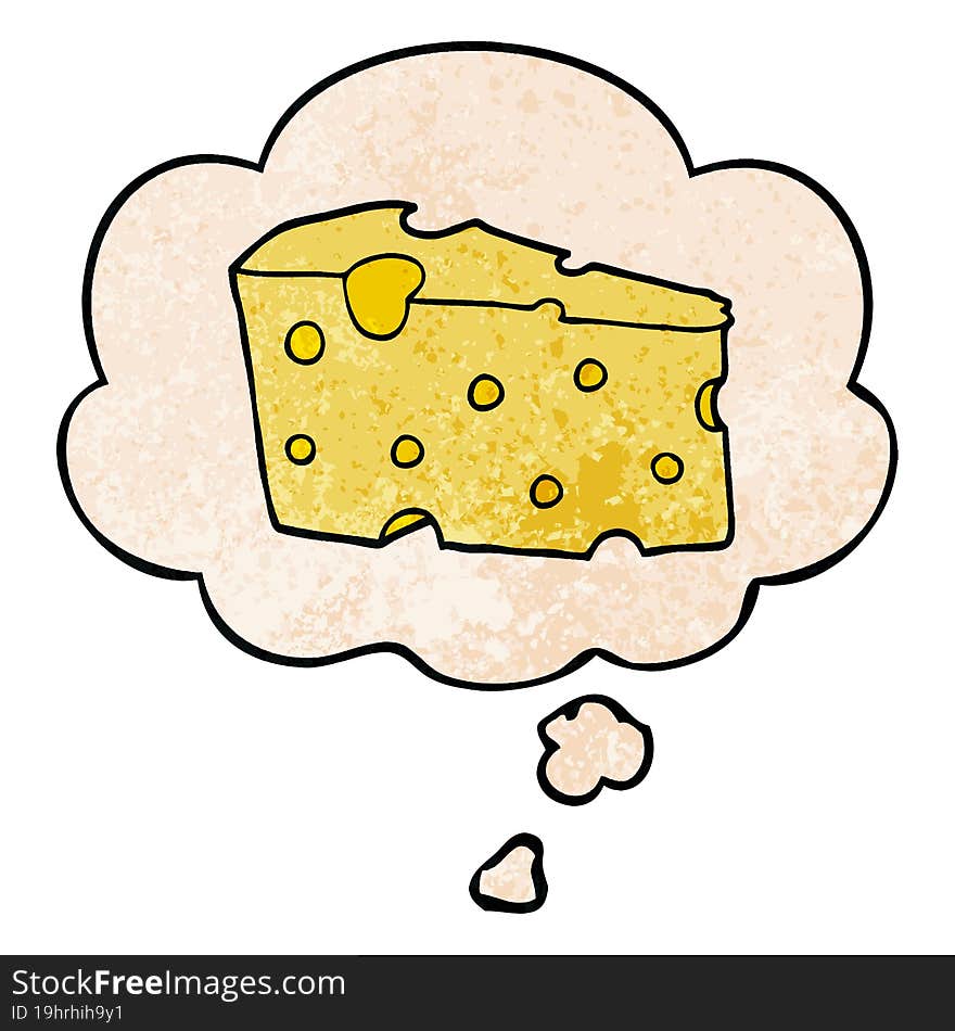 cartoon cheese and thought bubble in grunge texture pattern style