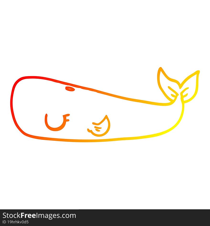 warm gradient line drawing cartoon whale