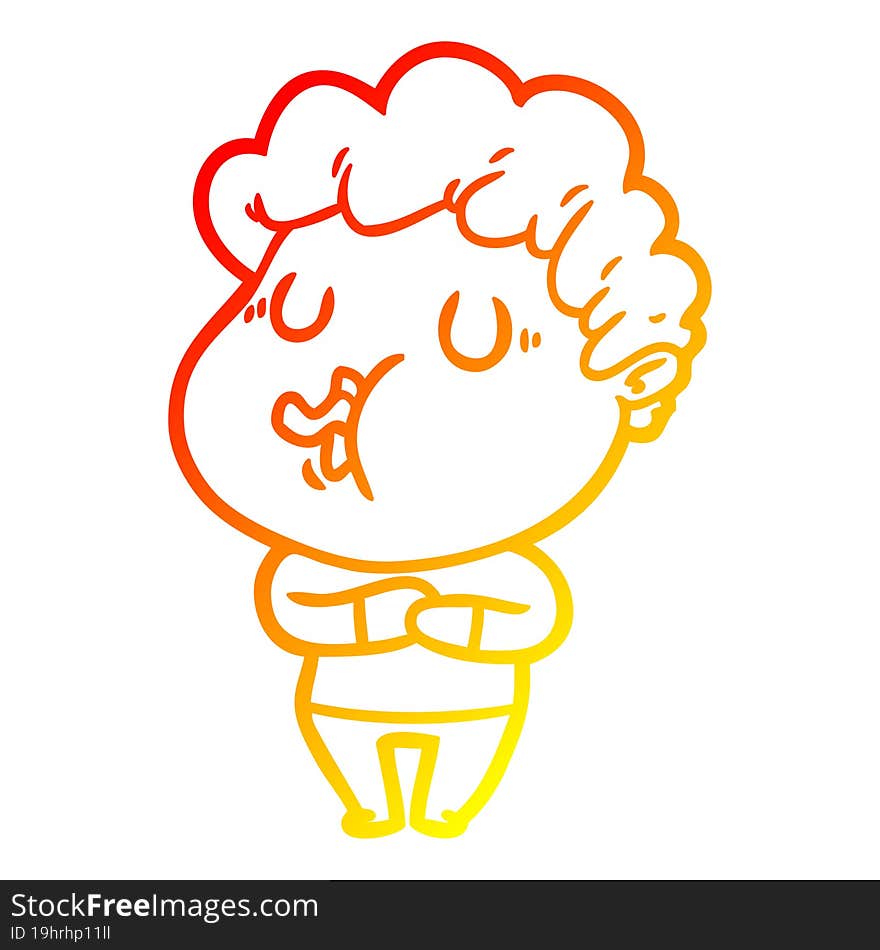 warm gradient line drawing cartoon man singing