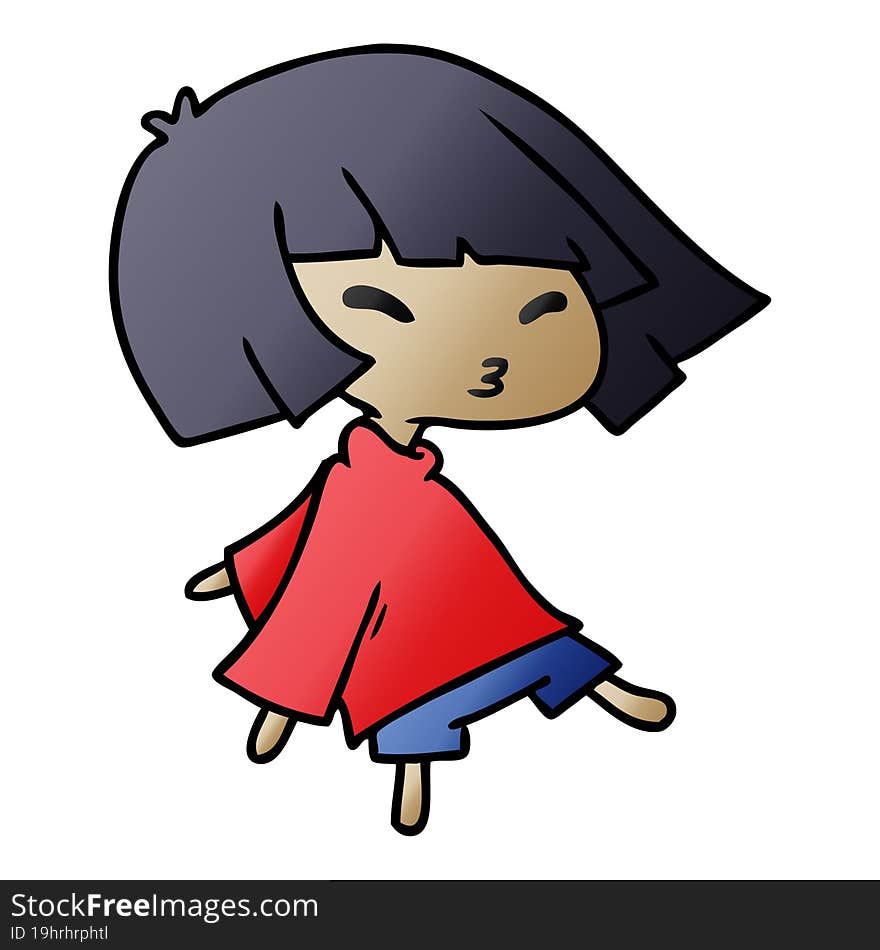 gradient cartoon illustration of a cute kawaii girl. gradient cartoon illustration of a cute kawaii girl