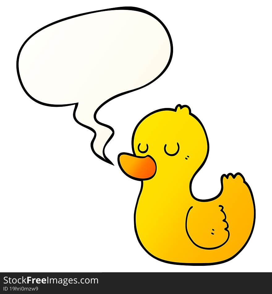 Cartoon Duck And Speech Bubble In Smooth Gradient Style