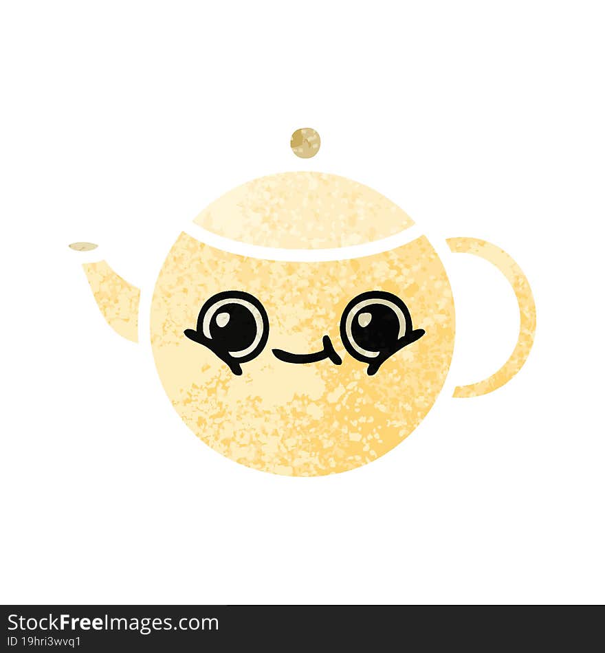 retro illustration style cartoon tea pot