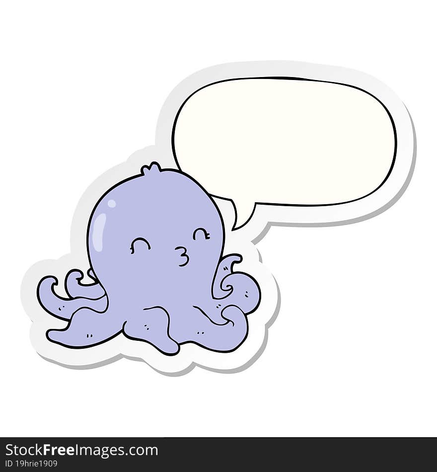 cartoon octopus and speech bubble sticker