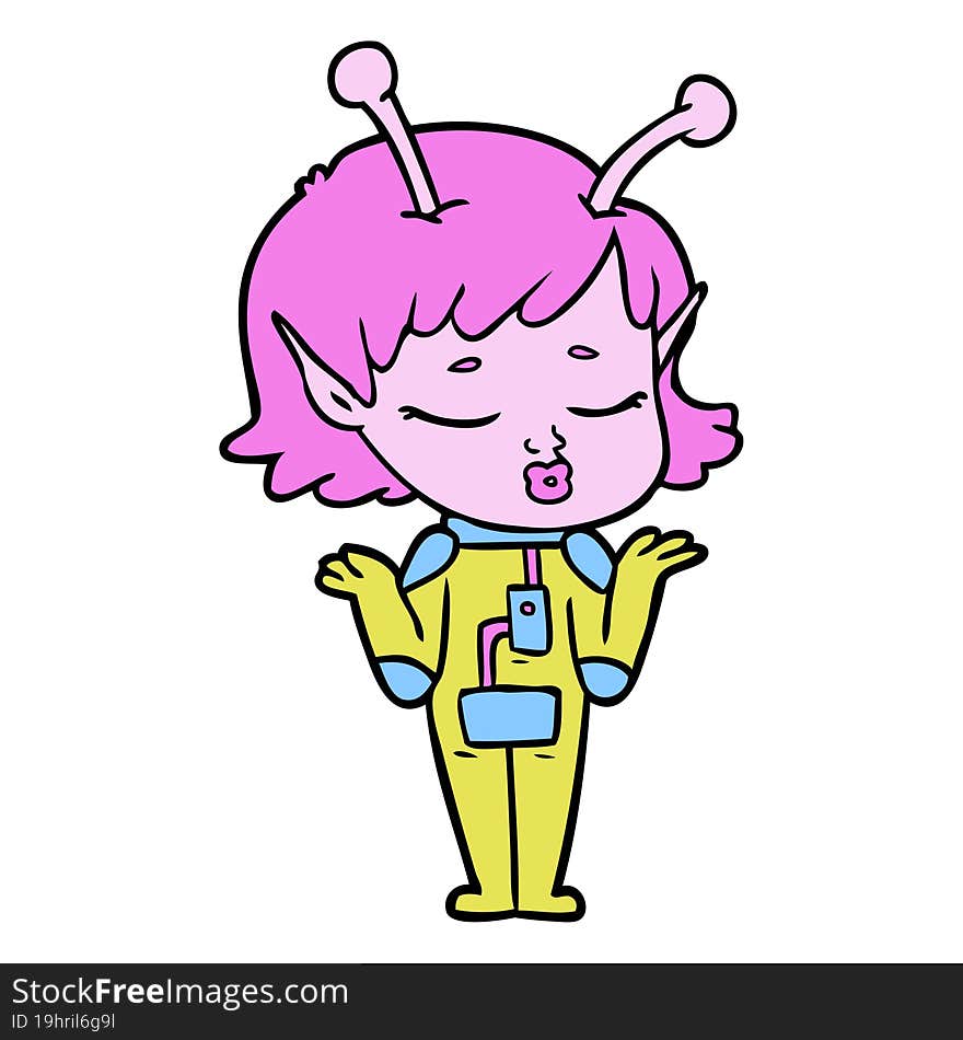 cartoon alien girl. cartoon alien girl