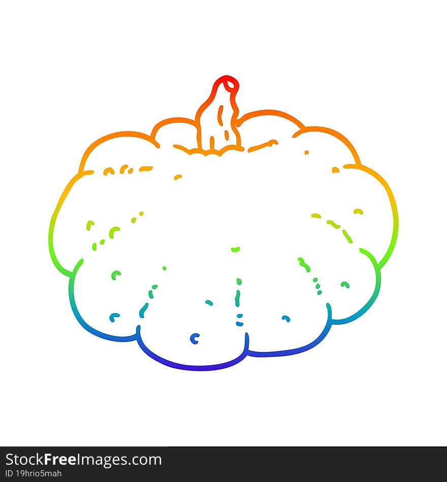 rainbow gradient line drawing of a cartoon pumpkin