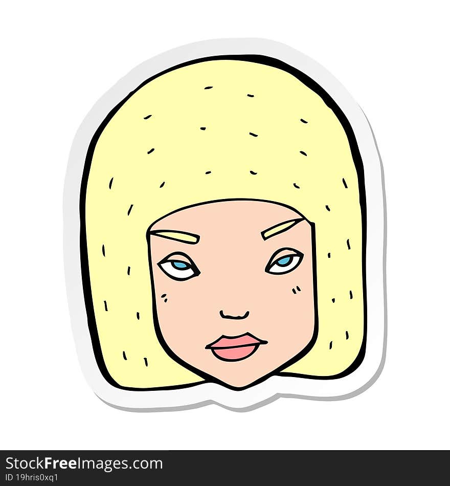 sticker of a cartoon annoyed female face