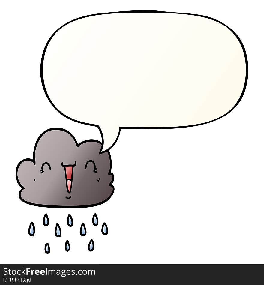 cartoon storm cloud and speech bubble in smooth gradient style