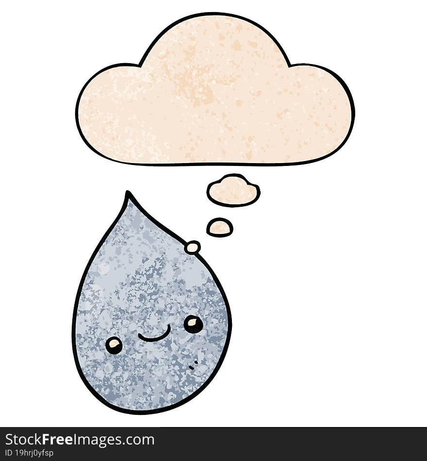 cartoon raindrop with thought bubble in grunge texture style. cartoon raindrop with thought bubble in grunge texture style