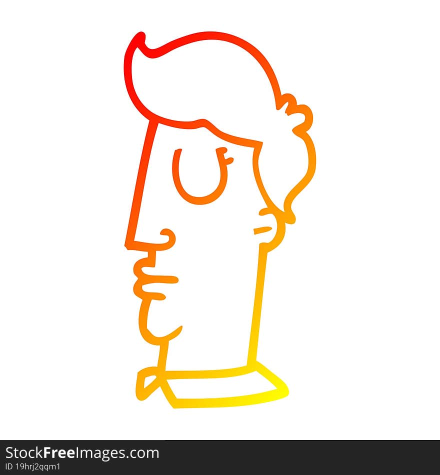 warm gradient line drawing of a cartoon human head