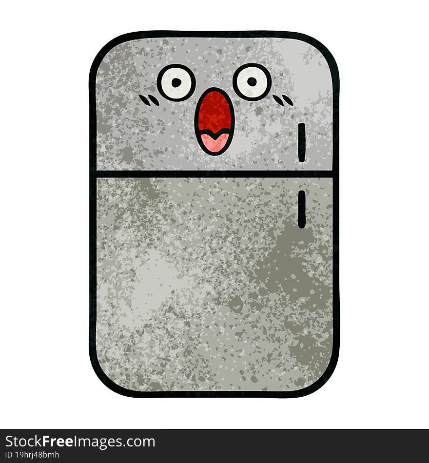 retro grunge texture cartoon fridge freezer